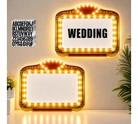 Kittmip 2 Pack 20 Inch LED Acrylic Wedding Bottle Service Sign with Letter Sticker Light up Large Wedding Entrance Props Personalized Marquee Sign for Reception Nightclub Bridal Engagement(Retro)