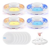 Kittmip 4 Pcs Flea Traps with 8 Sticky Discs for Inside Your Home Bug Killer Safe Flea Light Trap Safe to Pets and Kids Mosquito Trap Gnat Traps for UV Night Light Bug Catcher Attractant (White)
