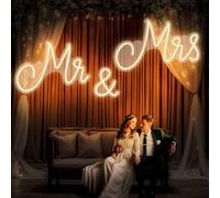 Kittmip Mr and Mrs Neon Sign for Wedding - LED Backdrop Wall Decor USB Sign Wedding Reception Decoration Gifts for Anniversary Engagement Banquet (57.09 x 15.75 Inch, Warm White)