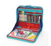 Kittrich Corporation EZDesk Travel Activity Kit, Laptop Style Desk with Writing and Kids Art Supplies, Perfect for Travel, 64 Piece Set, 11.4" X 13.8", Multicolor
