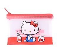 Kitty 50th anniversary Flat pouch, Cute Vinyl Zipper Pouch, Card Wallet & Case, Kawaii Pouch Bag, 12x7.5x1cm, Red Kitty