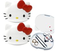 Kitty Accessory Case 2 Pack - Jewelry Travel Case Polypropylene - Compact Size 9.4cm x 2.7cm x 7.9cm - Ideal Travel Jewelry Organizer - Small Jewelry Box for Women - Secure Storage for Trips - Red