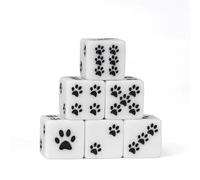Kitty beans 6D6 Dice Set - Dual-Tone Cat Paw Print 6d6 for Whimsical Tabletop Quests (White)