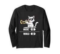Kitty Bebop - Cool Jazz Cat with Shades Playing Trumpet Long Sleeve T-Shirt