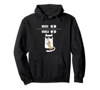 Kitty Bebop - Cool Jazz Cat with Shades Playing Trumpet Pullover Hoodie