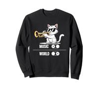 Kitty Bebop - Cool Jazz Cat with Shades Playing Trumpet Sweatshirt