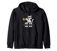 Kitty Bebop - Cool Jazz Cat with Shades Playing Trumpet Zip Hoodie