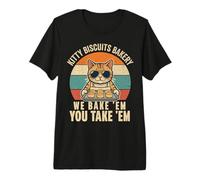 Kitty Biscuits Bakery Funny Cat Sunglasses Retro Sunset Meme Premium T-Shirt