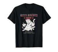 Kitty Biscuits Bakery T-Shirt - Funny Cat Kneading Dough T-Shirt