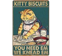 Kitty Biscuits You Need We Knead Cat Retro Sign Vintage Decor For Home Office 12" * 8" (020)