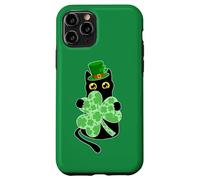 Kitty Black Cat Holding Shamrock Funny Cat St Patrick's Day Case for iPhone 11 Pro
