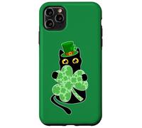 Kitty Black Cat Holding Shamrock Funny Cat St Patrick's Day Case for iPhone 11 Pro Max