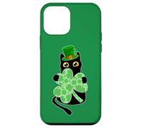 Kitty Black Cat Holding Shamrock Funny Cat St Patrick's Day Case for iPhone 12 mini