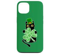 Kitty Black Cat Holding Shamrock Funny Cat St Patrick's Day Case for iPhone 13