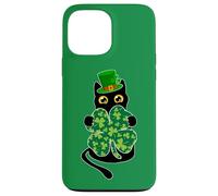 Kitty Black Cat Holding Shamrock Funny Cat St Patricks Day Case for iPhone 13 Pro Max