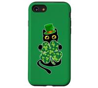 Kitty Black Cat Holding Shamrock Funny Cat St Patricks Day Case for iPhone SE (2020) / 7/8