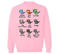 Kitty Cat Avengers Super Hero Characters Funny Parody Crew Neck Sweatshirt Baby Pink (S)