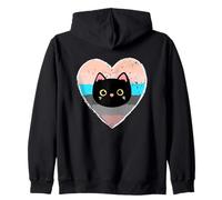 Kitty Cat Face Lovers For Women with a Vintage Heart Zip Hoodie