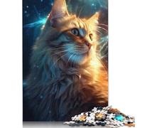 Kitty Cat In Space Galaxy Puzzle for Adults And Teenagers 500 Pieces Puzzle for Adults For Family Fun & Game Night 500pcs (52x38cm)