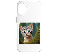 Kitty Cat Kitten Blue Eyes Fairy Tail in Green Wonderland Case for iPhone 16
