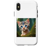 Kitty Cat Kitten Blue Eyes Fairy Tail in Green Wonderland Case for iPhone X/XS