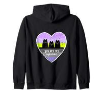 Kitty Cat Lovers with a Heart For Women Zip Hoodie