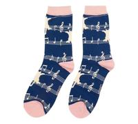 Kitty Cat on Music Stave Navy Womens Socks
