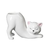 Kitty Cat Planter Pot Tailless Kitten Succulent Flower Pot Novelty Ceramic Plants Display Stand Holder Bonsai Container for Cat Plants Lovers, Cute Office Desk Home Indoor Outdoor Decor, No Plants