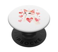 Kitty Cat Valentine Hearts PopSockets Adhesive PopGrip