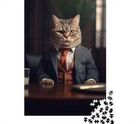 Kitty Cat Wearing A Suit 1000 Piece Jigsaw Puzzle, 38x26cm/1000pcs, for Adults, January Puzzle Activity, Winter Downtime And Winter Weekends