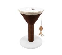 Kitty City 14” Espresso Martini Sisal Cat Scratching Post - Sturdy Jute Rope Scratching Tower with Hanging Toy, Premium Freestanding Kitten Activity Furniture for Indoor Cats, Play & Nail Filing