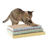 Kitty City 3-Pack XL Double Sided Corrugate Cat Scratcher Pads with Catnip - X-Large Horizontal Cat Scratcher Mats, Reversible Corrugate Nail File Scratchers - Spring Design, 18” x 10” Each
