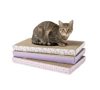 Kitty City 3-Pack XL Double Sided Corrugate Cat Scratcher Pads - X-Large Horizontal Cat Scratcher Mats, Reversible Corrugate Nail File Scratchers - Pink Cats Design, 18” x 10” Each