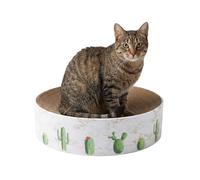 Kitty City Cactus Corrugate Scratcher Bed - Round Lounger Scratch Pad with Corrugated Cardboard, Horizontal Nail File Surface, Indoor Kitty Furniture, Cat Enrichment, Sleep, & Play, 15.5” x 15.5”
