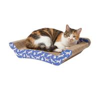 Kitty City Corrugate Sofa Lounger Cat Scratcher - Couch Bed Scratch Pad, Horizontal Nail File Scratch Mat for Indoor Cats, Sturdy Construction Cat Toy - Orange Kitty Pattern, 17” x 9.5”