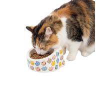 Kitty City Elevated Melamine Cat Bowl - Raised Tilted Dish for Food & Water, Sturdy Non-Slip Base, Non-Porous & Break Resistant, Dishwasher Safe, Indoor or Outdoor Pets - 5.4oz capacity, Colorful Cats