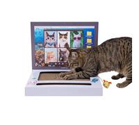 Kitty City Laptop Corrugate Cat Scratcher with Ball Track Toy - Scratch Pad Lounger, Horizontal Corrugate Nail File Bed for Indoor Kittens, Kitty Enrichment & Play, 15” x 10.2”