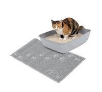 Kitty City Large Cat Litter Mat - Mess Trapping Mat for Cats, Waterproof & Washable for Under Litter Box, Urine Proof, Cute Cushioned & Soft Deep Texture, Kitten, Cat, & Rabbits - 35”x23”, Gray
