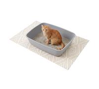 Kitty City Large Foam Cat Litter Mat - Mess Trapping Mat for Cats Under Litter Box, Water Resistant & Washable, Urine Resistant, Cute Cushioned & Soft Texture, Kitten, Cat, & Rabbits - 35"x23", Tan