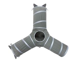 Kitty City Pop Open 3-Way Tunnel, Collapsible Cat Play Toy - Tube Fun for Cat and Kittens,Gray