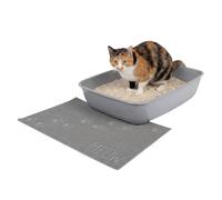 Kitty City Small Cat Litter Mat - Mess Trapping Mat for Cats, Waterproof & Washable for Under Litter Box, Urine Proof, Cute Cushioned & Soft Deep Texture, Kitten, Cat, & Rabbits - 23.5”x13.75”, Gray