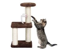 Kitty City Small Cat Tree - Sisal Scratching Post with Interactive Toys, Easy Installation (Brown)