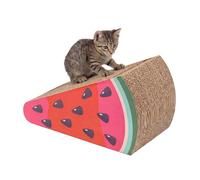 Kitty City Watermelon Slice Corrugate Cat Scratcher with Ball Track Toy - Angled Scratch Pad Lounger, Horizontal Corrugate Nail File Bed for Indoor Kittens, Kitty Enrichment & Play, 16” x 11”