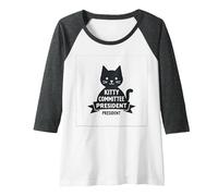Kitty Commit President Cute Cat Lover Raglan Baseball Tee, Women, Dark Heather/White, S