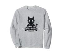 Kitty Commit President Cute Cat Lover Sweatshirt, Adult Unisex, Heather Grey, S