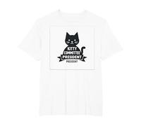 Kitty Commit President Cute Cat Lover T-Shirt, Men's Big and Tall, White, 4X Tall