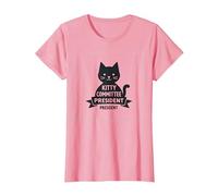 Kitty Commit President Cute Cat Lover T-Shirt, Women, Pink, S