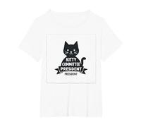 Kitty Commit President Cute Cat Lover T-Shirt, Women's Plus, White, 4X