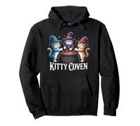 Kitty Coven Adorable Witch Cats, Magical Cauldron Halloween Pullover Hoodie