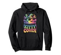 Kitty Coven Adorable Witch Cats, Magical Cauldron Halloween Pullover Hoodie